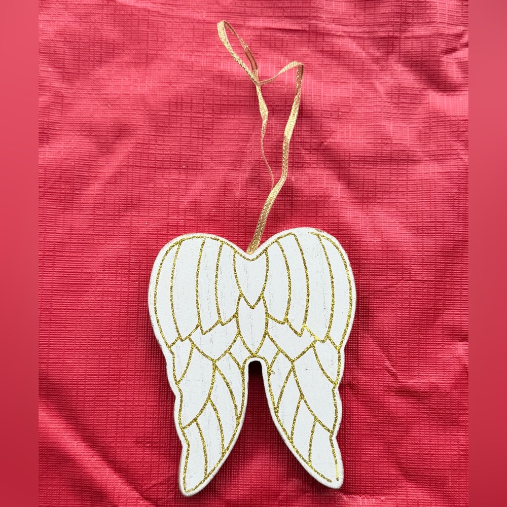 Angel Wings Christmas Wood Ornaments Set of 3 - Picture 2 of 3